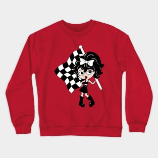 Hot Rod Hottie, Checkered flag girl, Cute Character Art Crewneck Sweatshirt